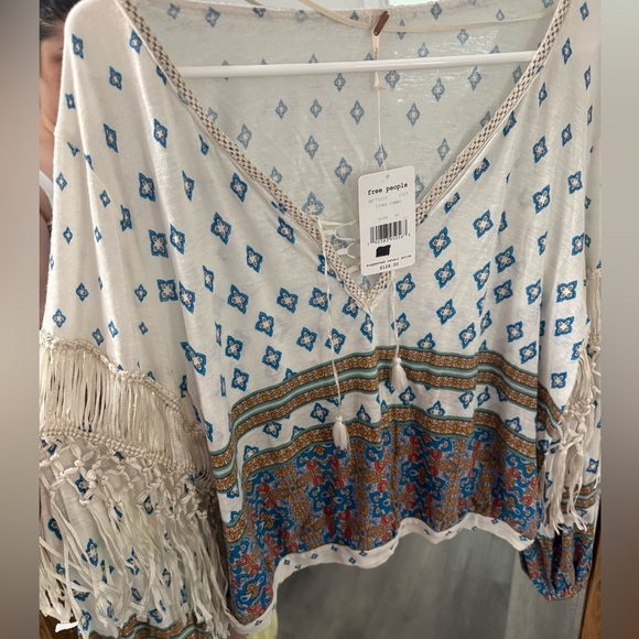 BNWT Free People Macra Maze Me Fringe Boho Top - Picture 6 of 7